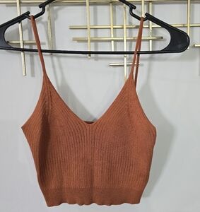 Rust Ribbed Knit Crop Top